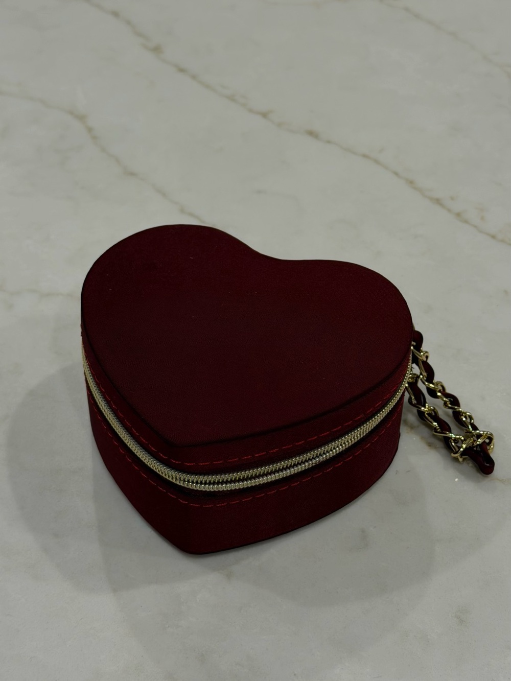 Heart Shaped Jewelry Travel Case Red Velvet Jewelry Organizer Ring & Earring